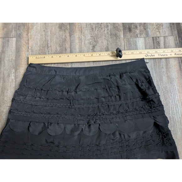 Anthropology MAUVE Scallop Heam Mini Skirt Size 6 Tan Black Tiered Layered - Picture 3 of 8